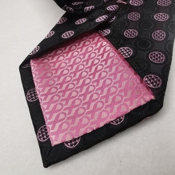 Real Men Wear Pink Breast Cancer Awareness Long Neck Tie 100% Silk - Picture 3 of 11